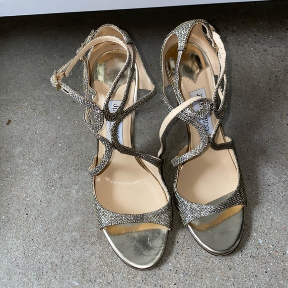 Jimmy choo lang golden glitter sandals heels - Picture 4 of 8